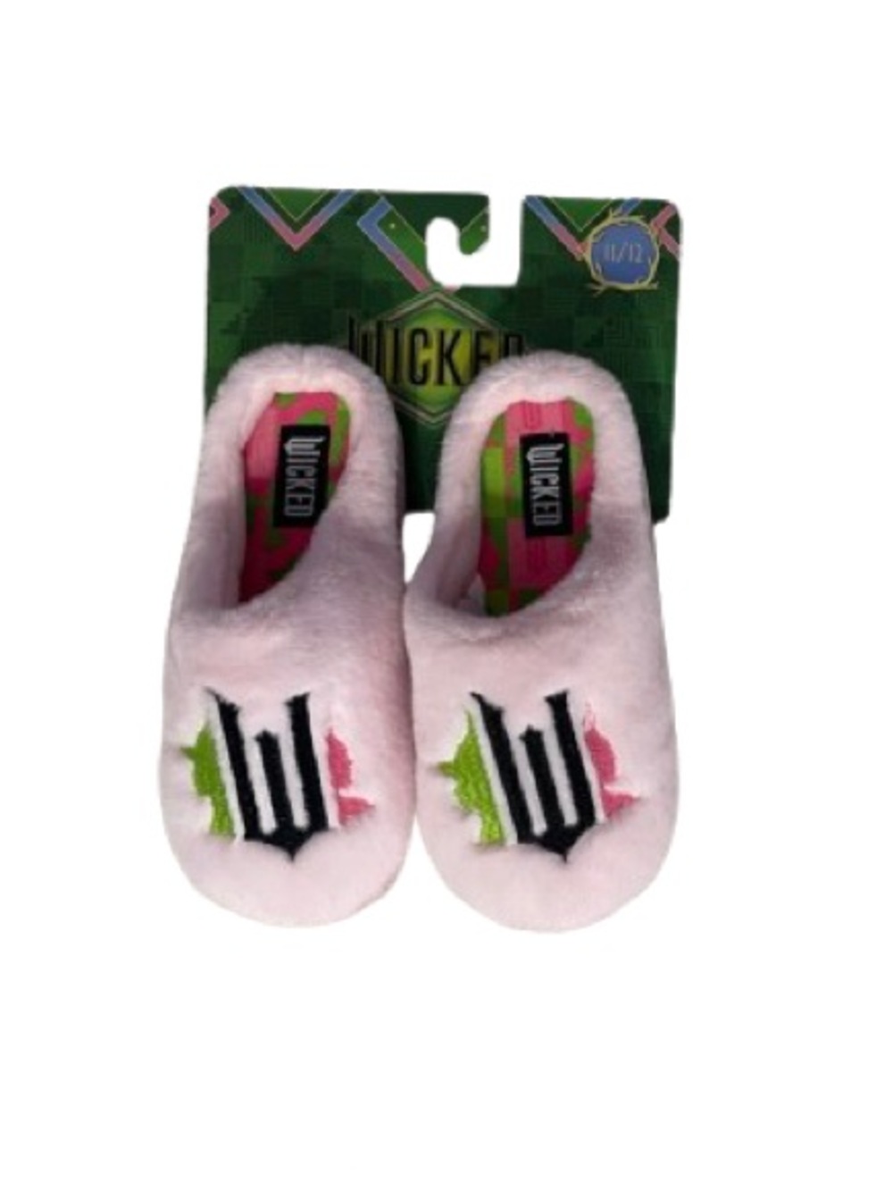 NWT Wicked Kids Scuff Slippers in Pink and Green Size 11/12 Child